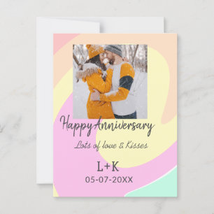 Modernes boho Happy Jubiläum Namensdatum orange hi Postkarte