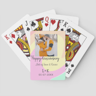 Modernes boho Happy Jubiläum Namensdatum orange hi Spielkarten
