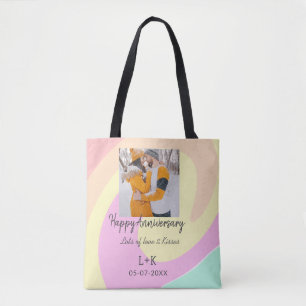 Modernes boho Happy Jubiläum Namensdatum orange hi Tasche