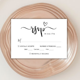 Modernes Boho Herzkalligrafie Script Wedding RSVP Karte