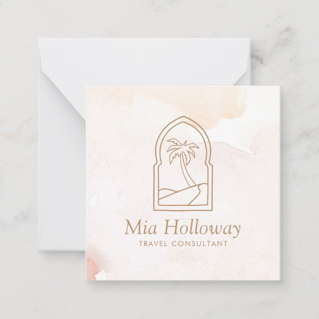 Modernes Boho Minimal Palm Tree Business Mitteilungskarte (Vorderseite)