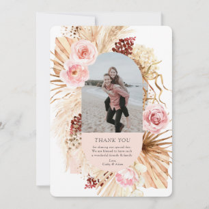 Modernes Boho Pampas Grass Floral Arch Foto Hochze Dankeskarte