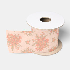 Modernes Boho Peach Orange Blume Blumenmuster Satinband