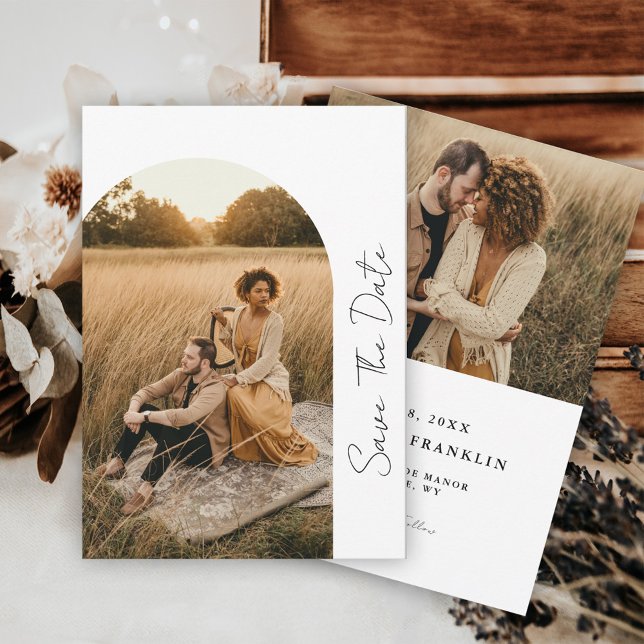 Modernes Boho Rahmen Hochzeitneutrales Foto Rette  Save The Date (Von Creator hochgeladen)