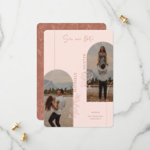 Modernes Boho Rose Foto Arte Rosa & Braun Save The Date