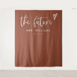 Modernes Boho Terracotta Brautparty Hintergrund Wandteppich