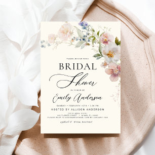 Modernes Boho Wildblume Brautparty Elegante Einladung