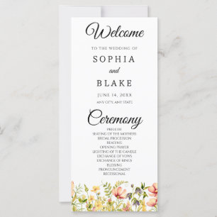 Modernes Boho Wildblume Garden Hochzeitsprogramm