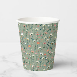 Modernes Boho Wildblume Sage Baby in Blütendusche Pappbecher