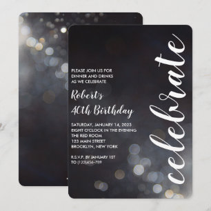 Modernes Bokeh beleuchtet Geburtstags-Party Einladung
