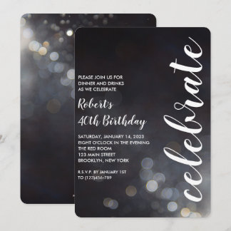 Modernes Bokeh beleuchtet Geburtstags-Party Einladung