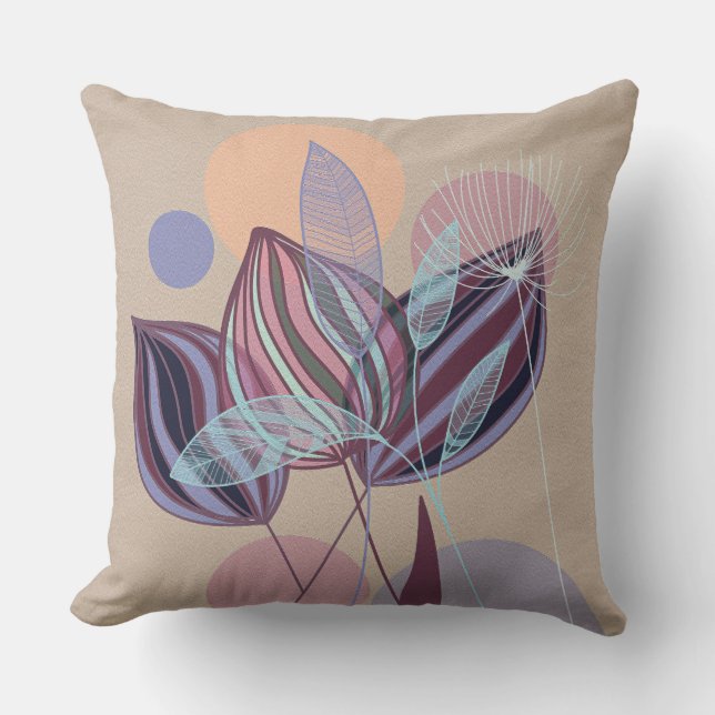 Modernes botanisches Abstrakt Kissen (Vorderseite)