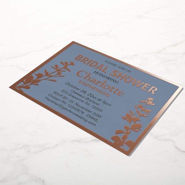 Modernes botanisches Blätter Brautparty Folieneinladung (Gedreht)
