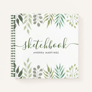 Modernes Botanisches Blätter Foliage Sketchbook Notizbuch