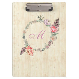 Modernes botanisches Blumenholz Klemmbrett