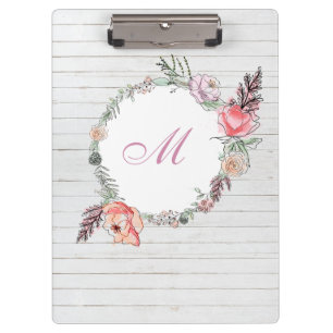 Modernes botanisches Blumenholz Klemmbrett
