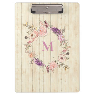 Modernes botanisches Blumenholz Sangria Klemmbrett