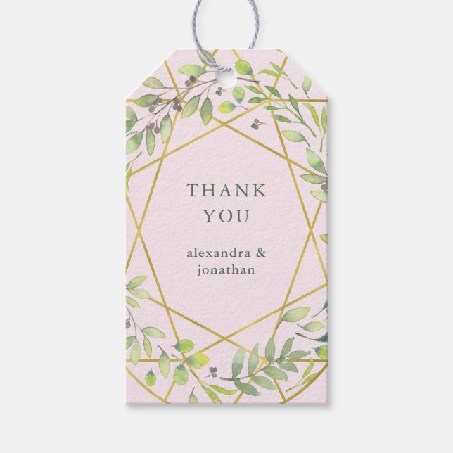 Modernes botanisches | Blush and Imitate Vielen Da Geschenkanhänger (Vorderseite)