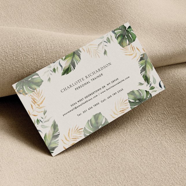 Modernes botanisches Elegant Visitenkarte (Tropical Minimalist Custom Business Card)