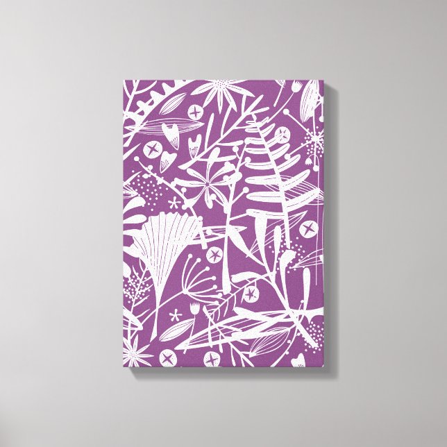 Modernes botanisches florales Lila Leinwanddruck (Vorderseite)
