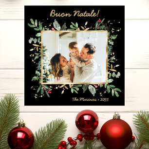 Modernes botanisches Foto Buon Natale Feiertagskarte