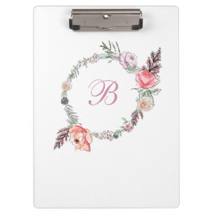Modernes botanisches Gewässer mit Blumenmotiv weiß Klemmbrett