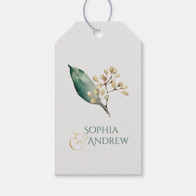 Modernes botanisches Grün rustikales Paar Geschenk Geschenkanhänger (Vorderseite)