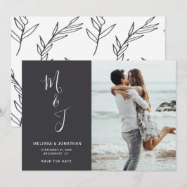 Modernes botanisches Hochzeitssemble-Foto Save the Date