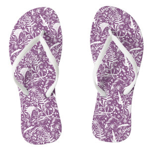 Modernes botanisches Lila Flip Flops