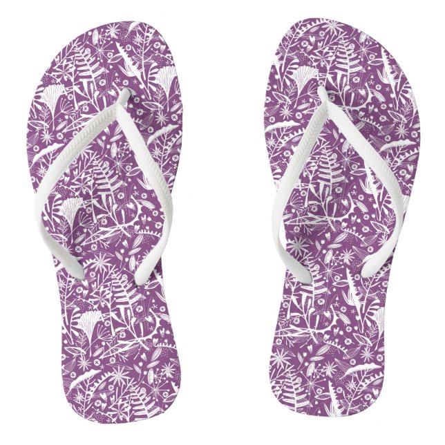 Modernes botanisches Lila Flip Flops (Fußbett)
