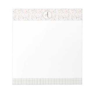 Modernes botanisches Mit Monogramm Flora und Fauna Notizblock