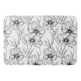 Modernes botanisches Schwarz-Weiß-Muster Badematte