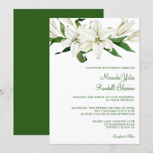 Modernes botanisches White Lily Wedding Einladung