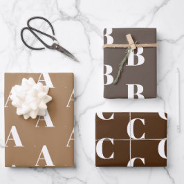 Modernes, braun-braunes, individuelles Anfangsmust Geschenkpapier Set