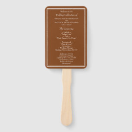 Modernes Braun Hochzeitsprogramm Hand Fan Fächer
