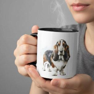 Modernes Braun/Schwarzes Basset-Hund personalisier Tasse