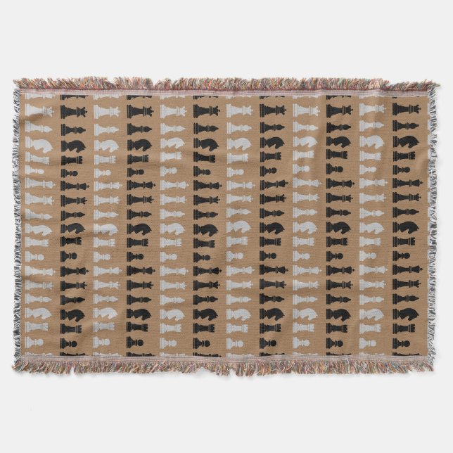 Modernes braunes Schachspiel-Muster Decke (Vorderseite)