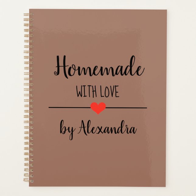 Modernes, braunes Script-Name Rezept Avery Mini Bi Planer (Vorderseite)