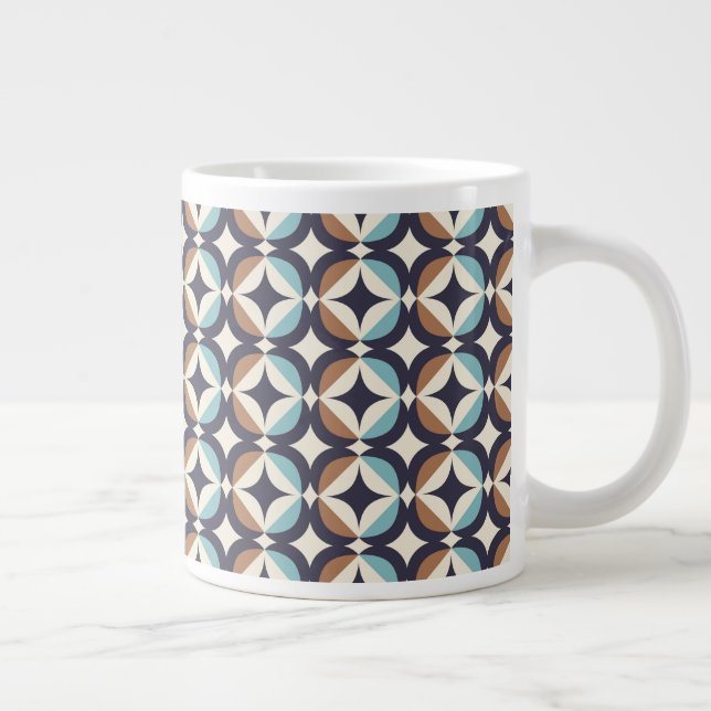 Modernes braunes und Aquamarines Muster des Mittel Jumbo-Tasse (Rechts)
