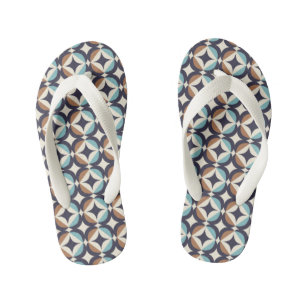 Modernes braunes und Aquamarines Muster des Mittel Kinderbadesandalen
