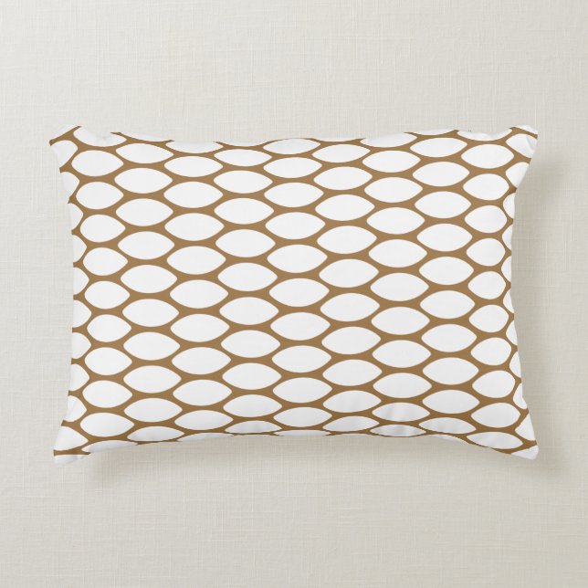 Modernes, braunes weißes Muster Akzent Pillow Dekokissen (Vorderseite)
