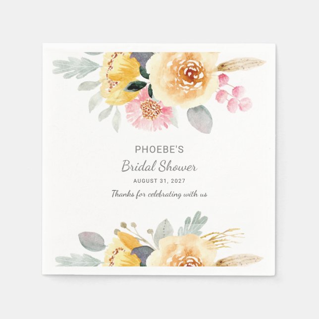 Modernes Brautparty floral Modernes botanisches Serviette (Vorderseite)