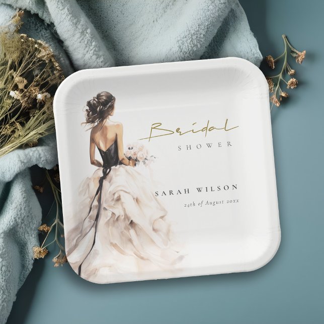 Modernes Brautparty für Hochzeitsfeiern Pappteller (Von Creator hochgeladen)