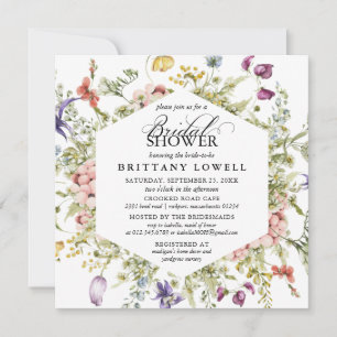 Modernes Brautparty für Lila botanische Wildblume Einladung