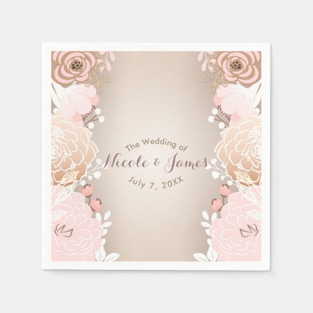 Modernes Brautparty in Rosa und Gold Serviette (Vorderseite)