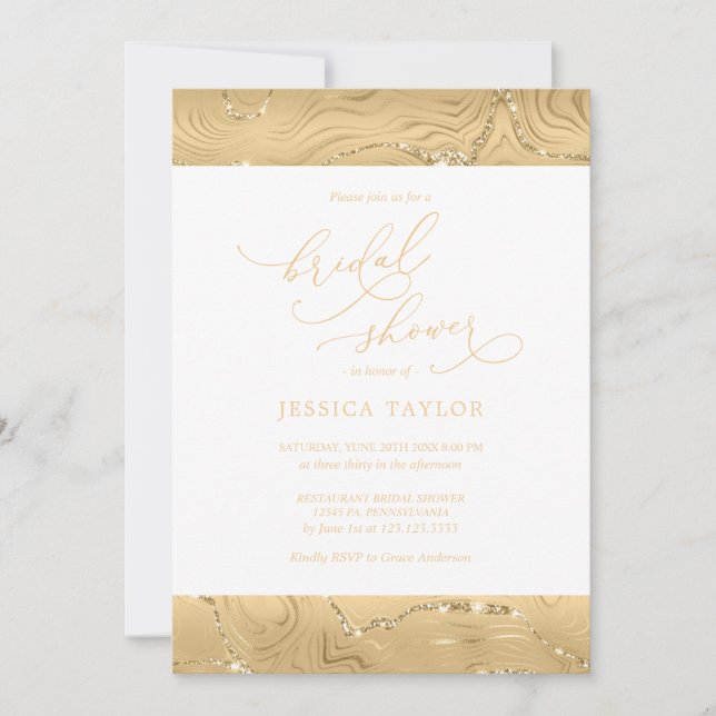 Modernes Brautparty Luxus Gold Einladung (Vorderseite)