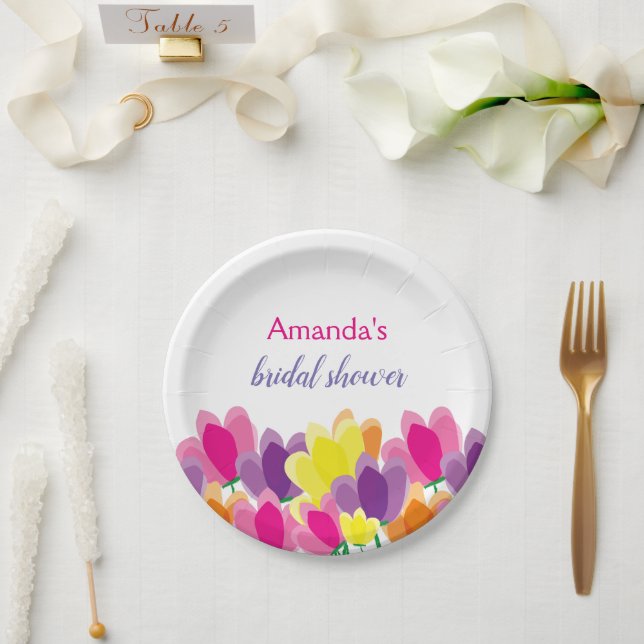 Modernes Brautparty mit Blumen Pappteller (Hochzeit)