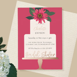 Modernes Brautparty mit Blumenkuchen Gold Folieneinladung