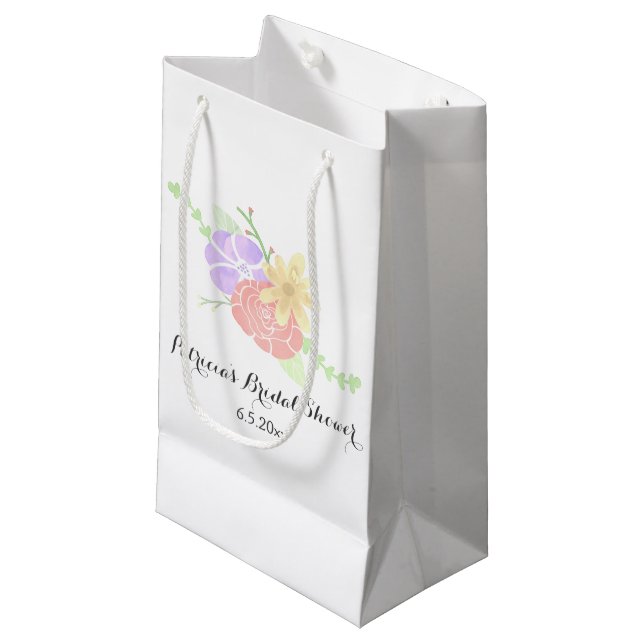 Modernes Brautparty mit Blumenwasser Kleine Geschenktüte (Vorderseite Schrägansicht)