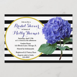 Modernes Brautparty mit Chic Blue Hydrangea Weddin Einladung